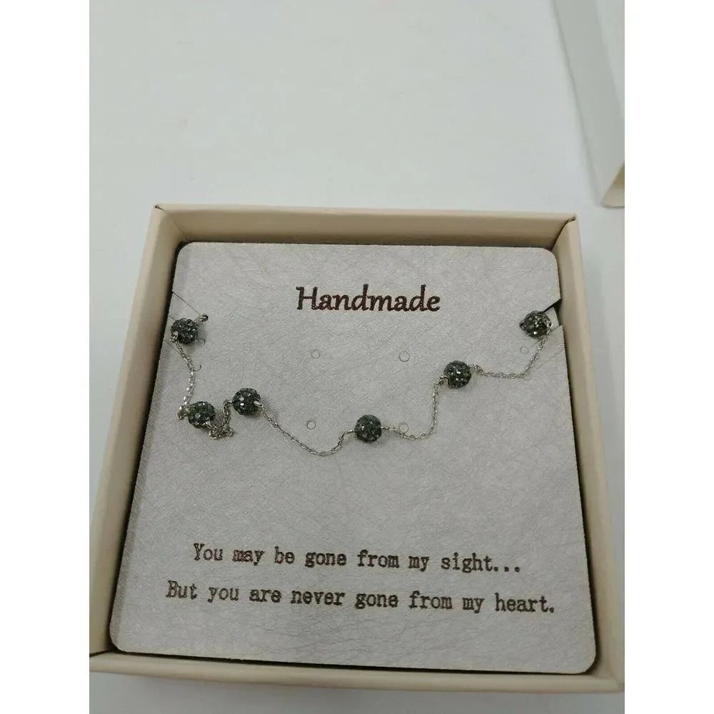 Stone Necklace with Cubic Zirconia Handmade Look